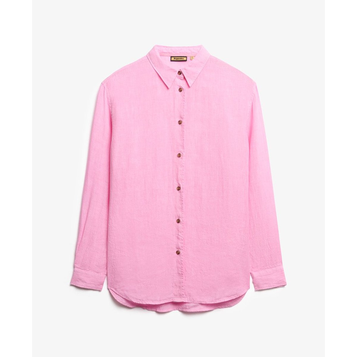 Chemise boyfriend décontractée en lin rose côtier, SUPERDRY