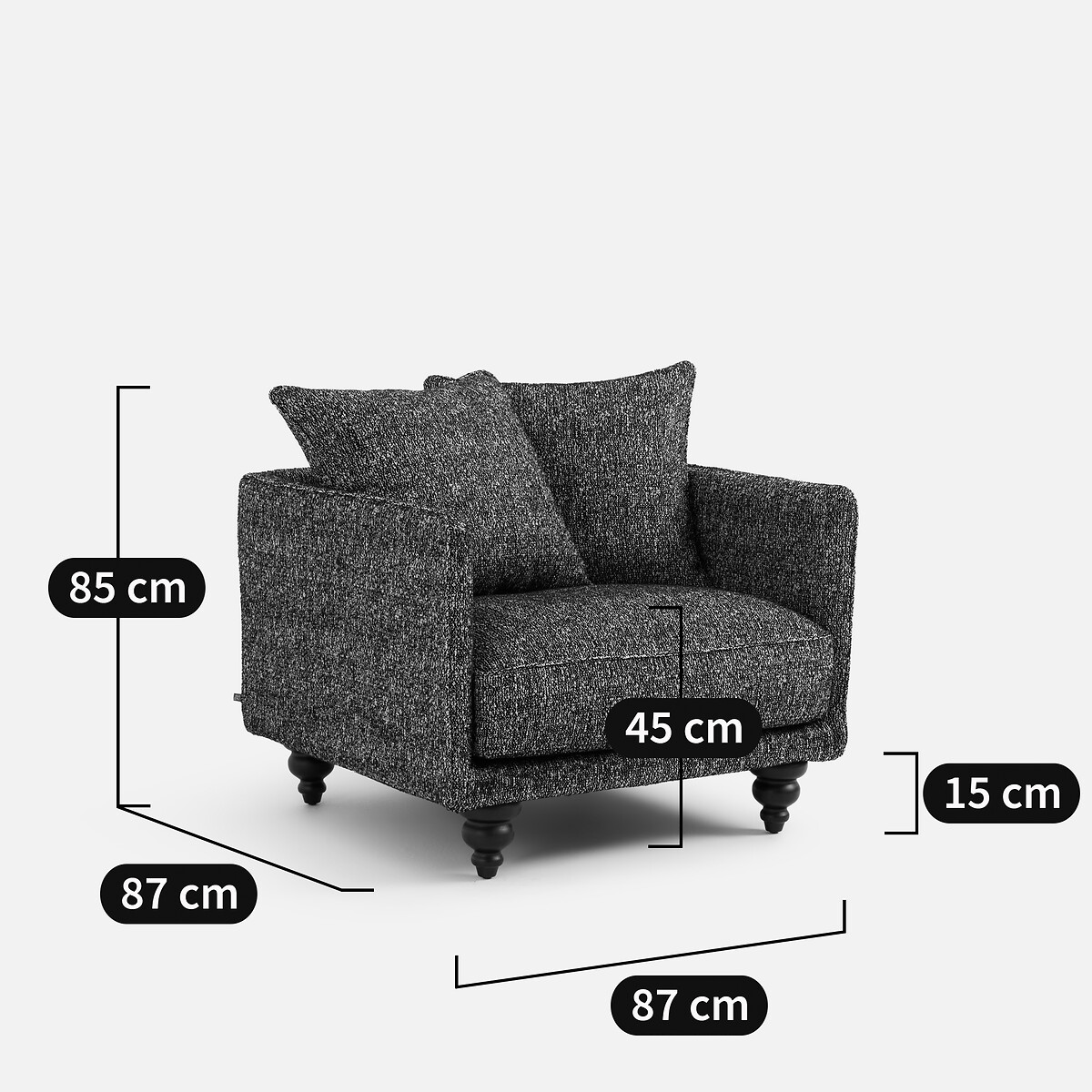 Sillón de rizo, LAZARE negro, AM.PM