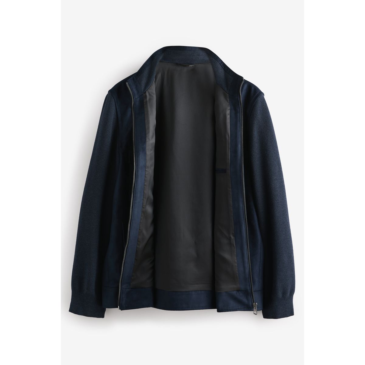 Veste en daim synthétique avec manches maille bleu marine, NEXT