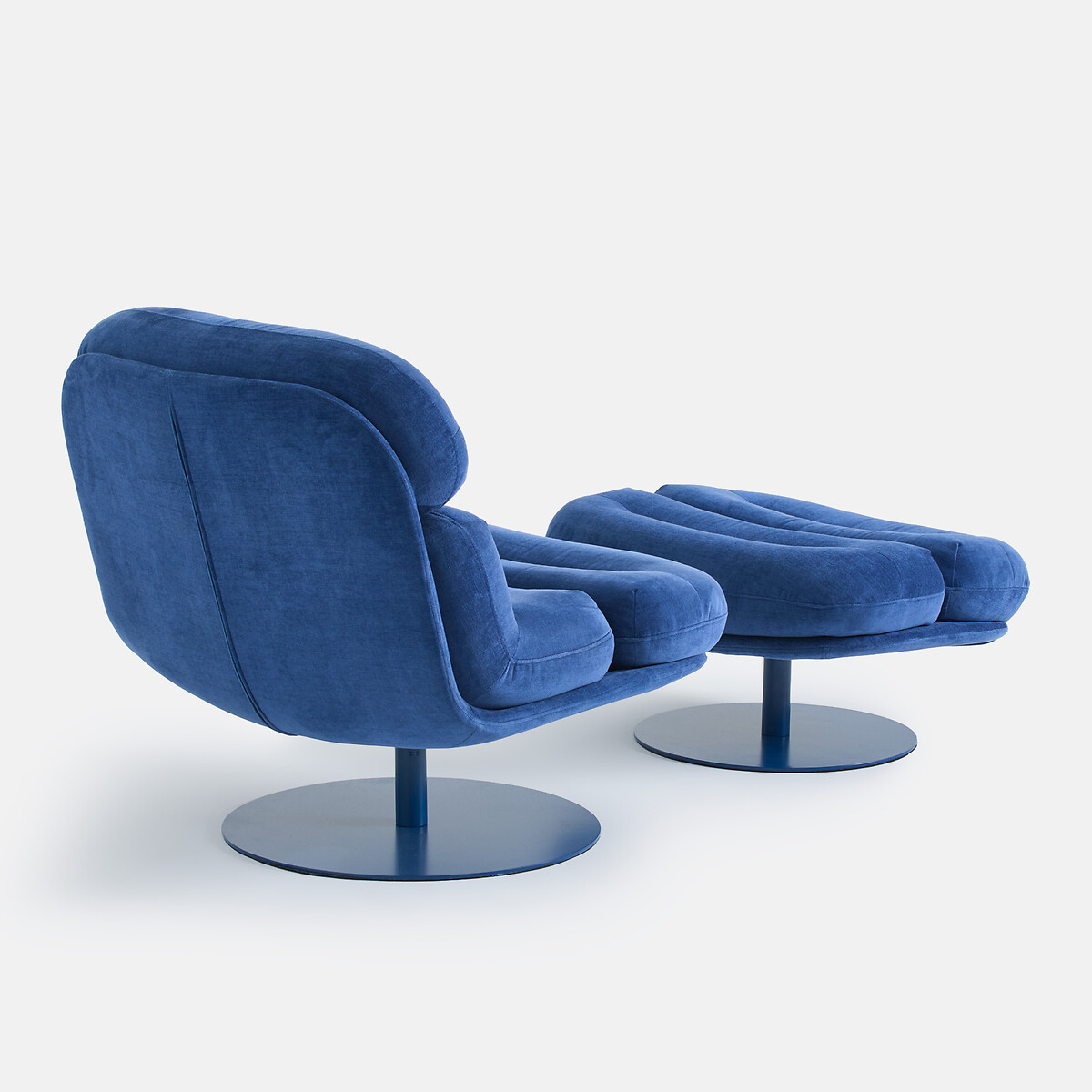 Fauteuil rotatif en velours, avec repose-pieds, MARLON bleu, LA REDOUTE INTERIEURS