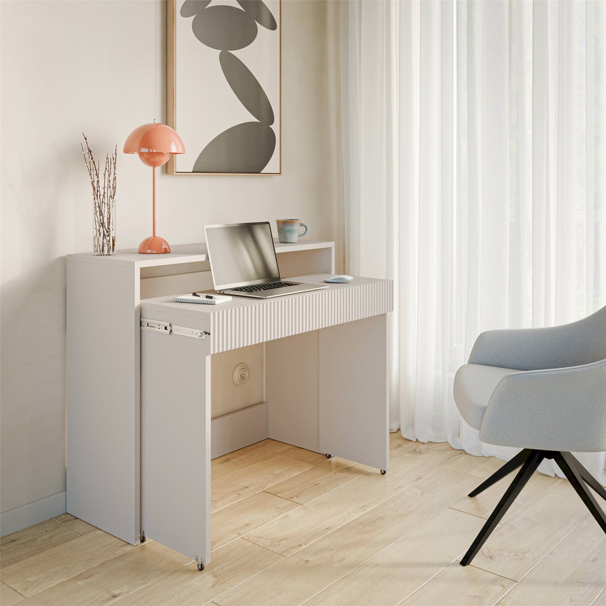 Bureau extensible ZOOM avec tiroir rainuré cachemire, RECOLLECTION