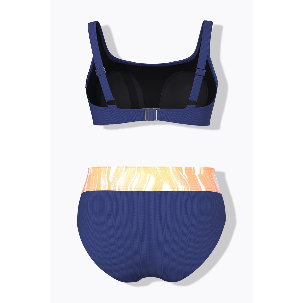 Bikini à bonnets souples. Bretelles marine, ULLA POPKEN