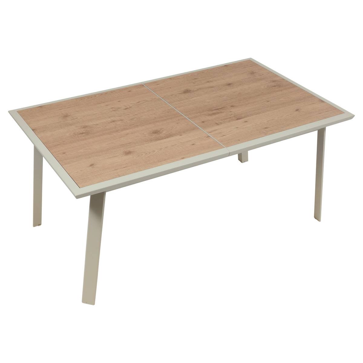 Table de jardin extensible 10 places en aluminium et verre effet bois PAVANE argile, HESPERIDE