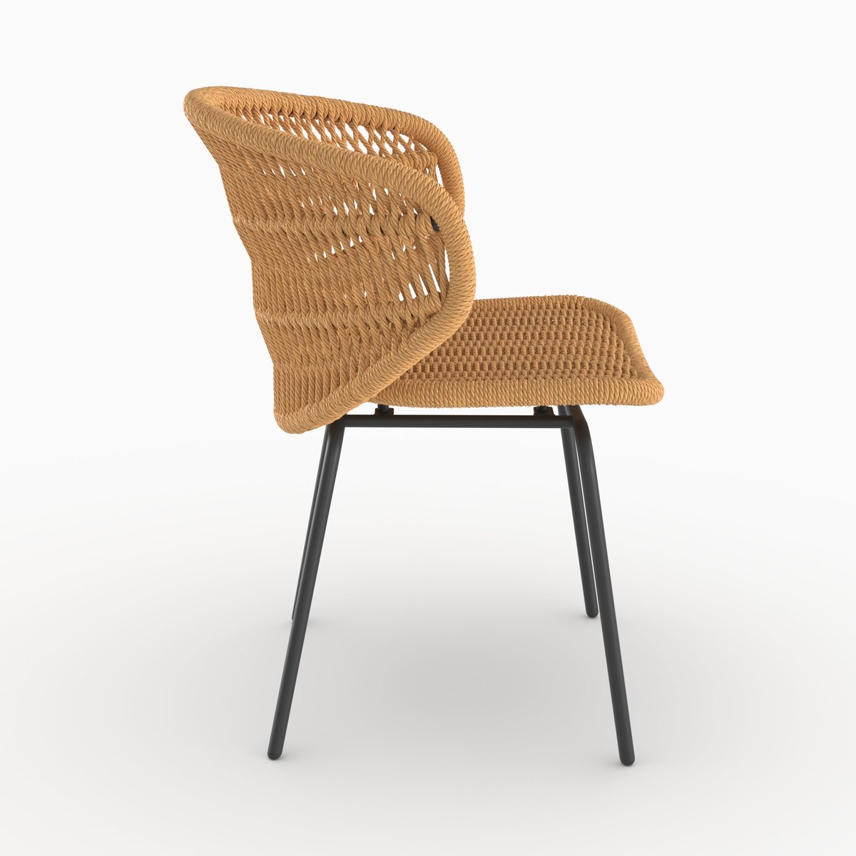 Lot de 2 chaises de jardin en rotin synthétique - LARA marron clair, MAISON PAVANE