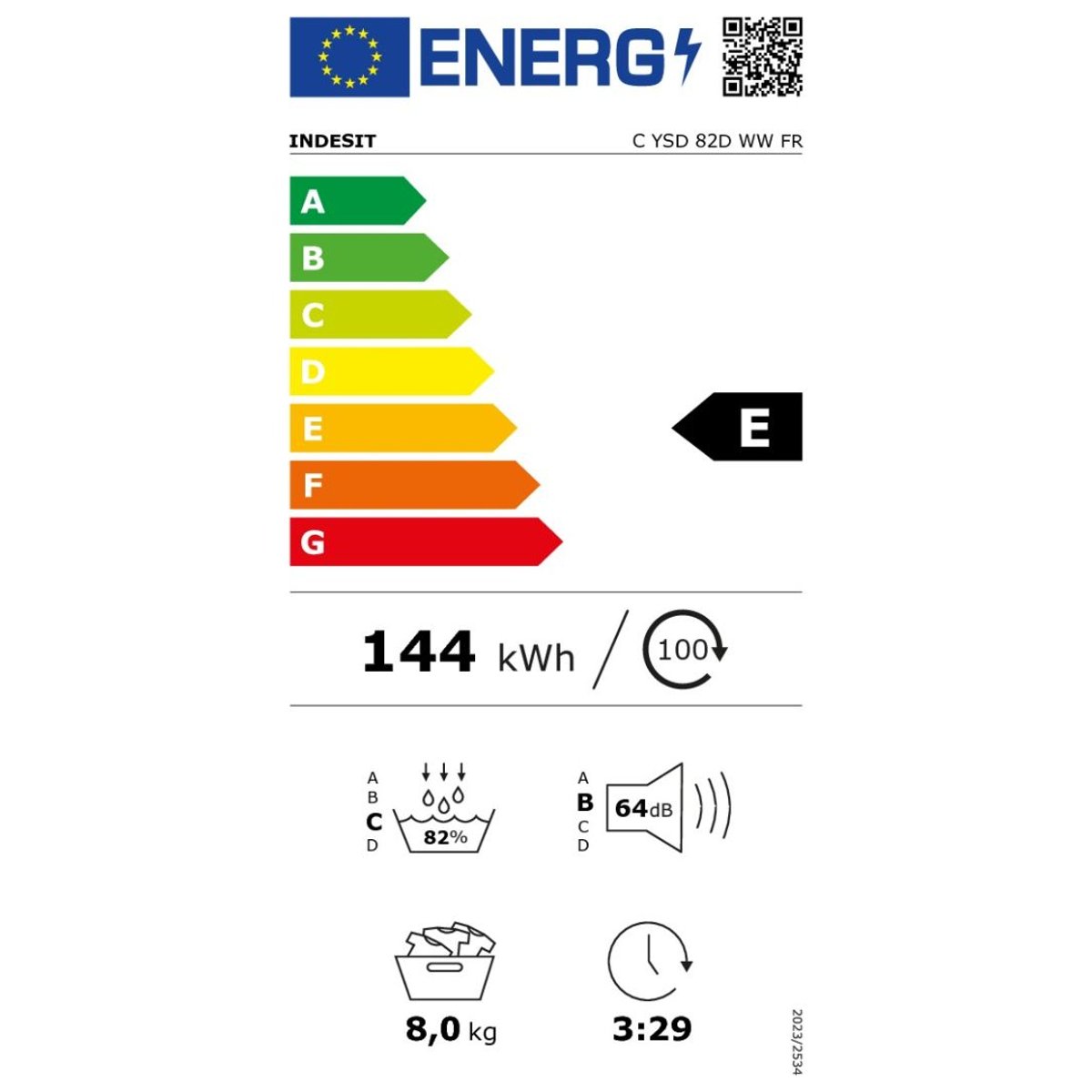 Seche linge frontal CYSD82DWWFR blanc, INDESIT