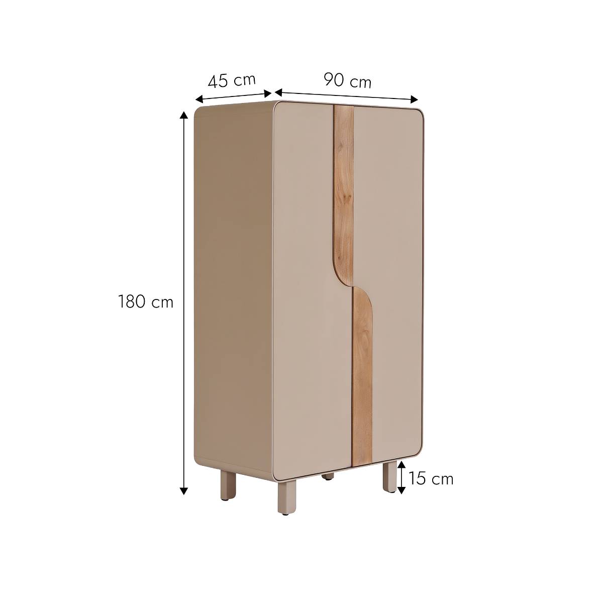 Armoire en bois de manguier KEZIA gris, MADE IN MEUBLES