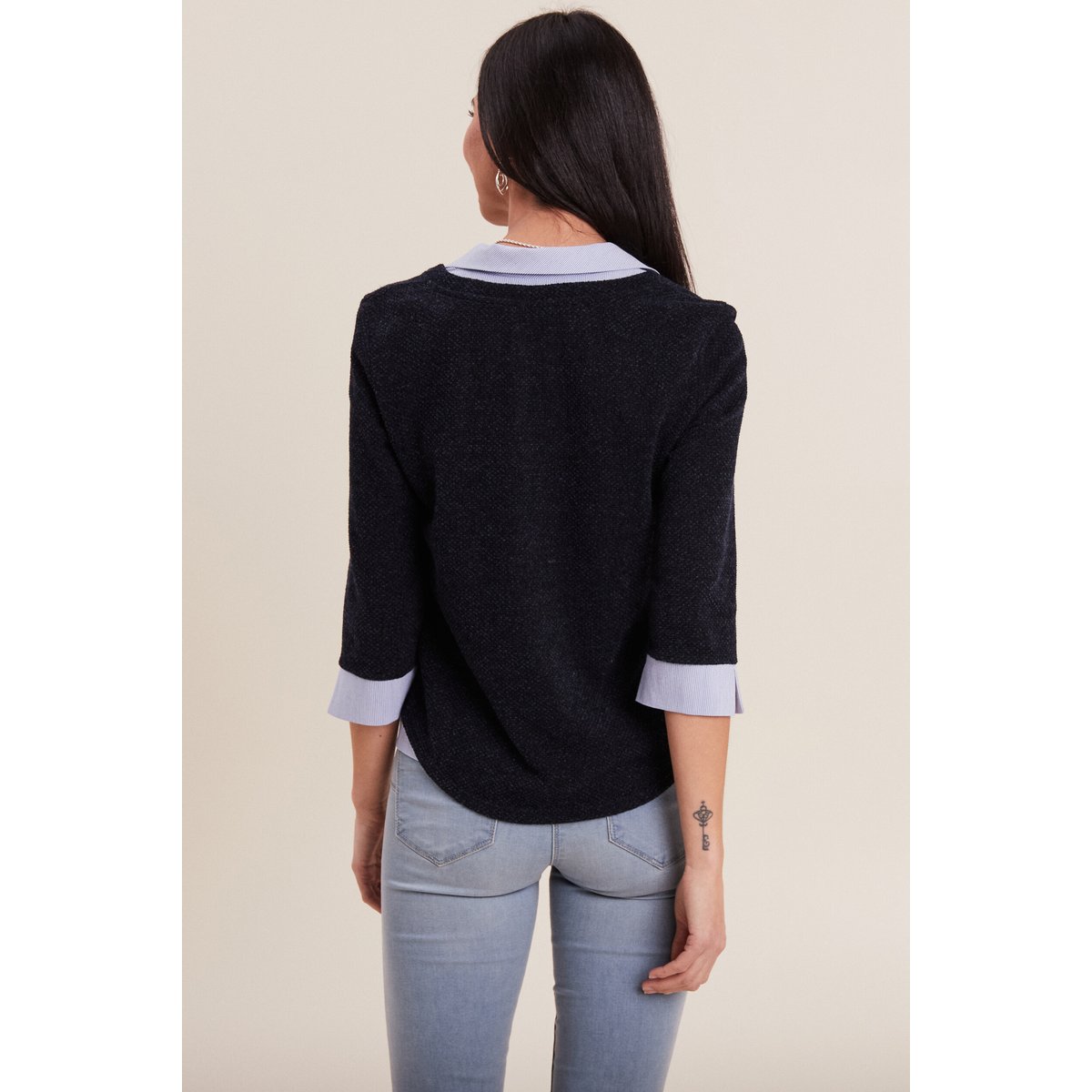 T-shirt manches 3/4 bleu marine, BREAL