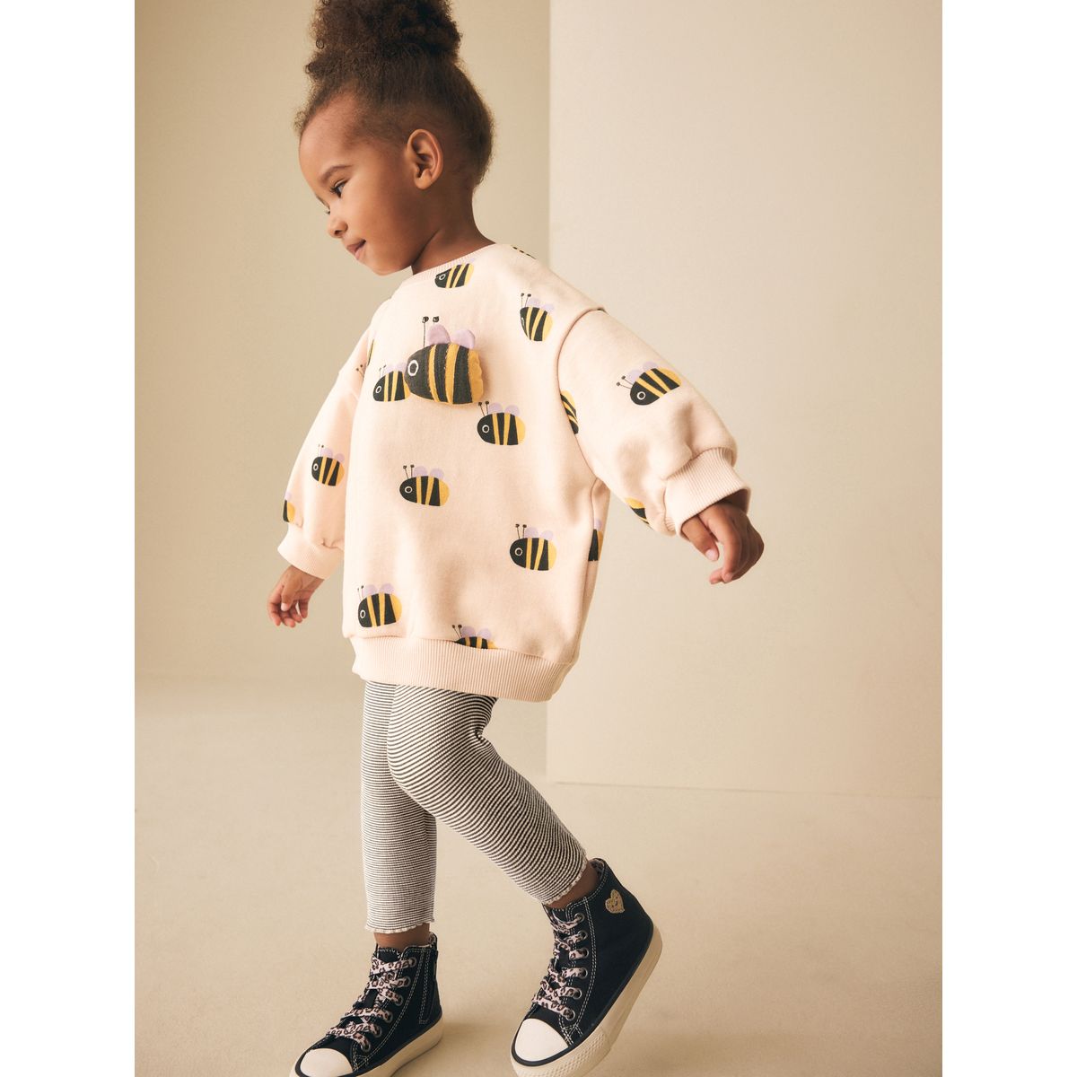 Ensemble sweat et legging abeille à rayures crème, NEXT