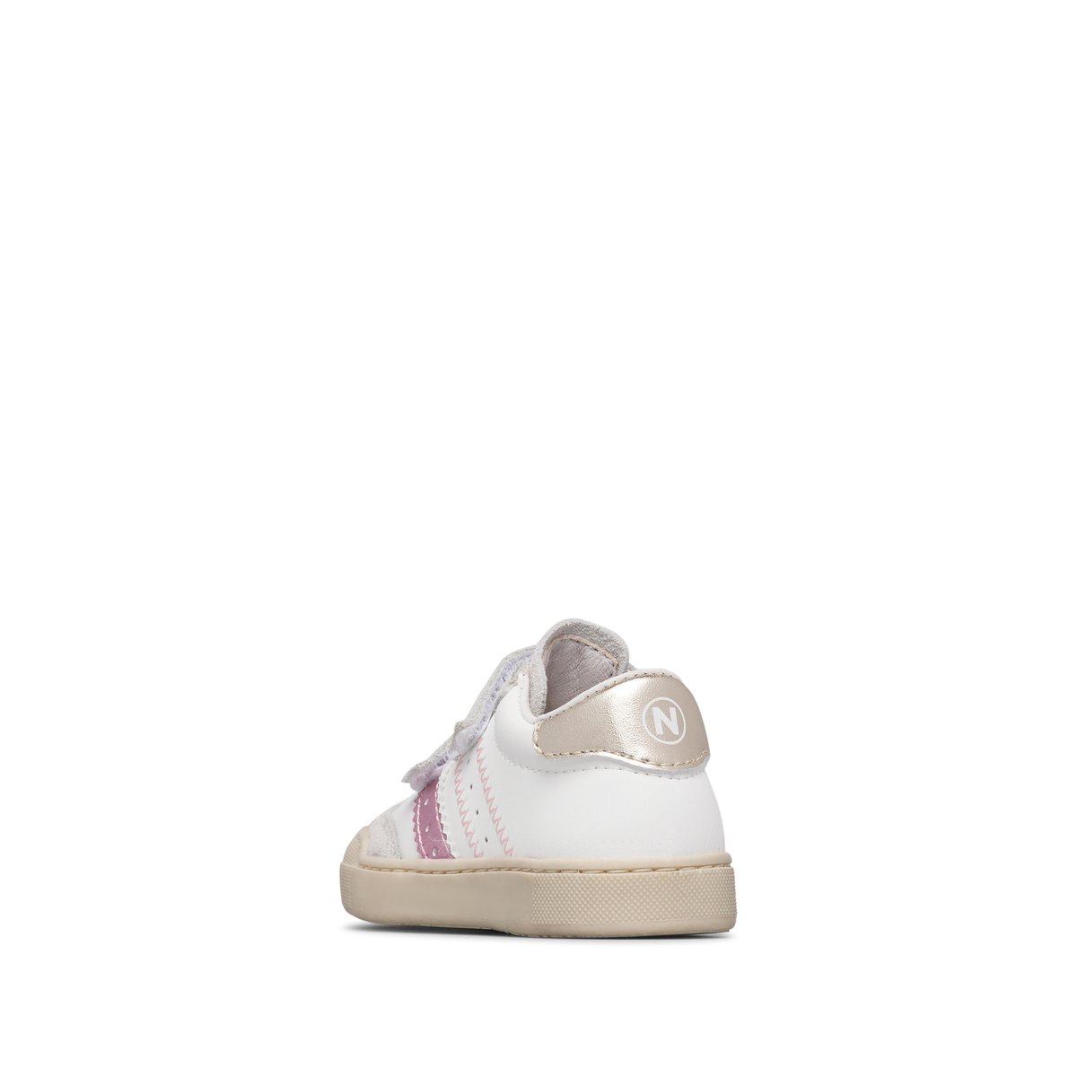 Baskets en cuir et en daim RIBY VL. blanc-rose-platine, NATURINO