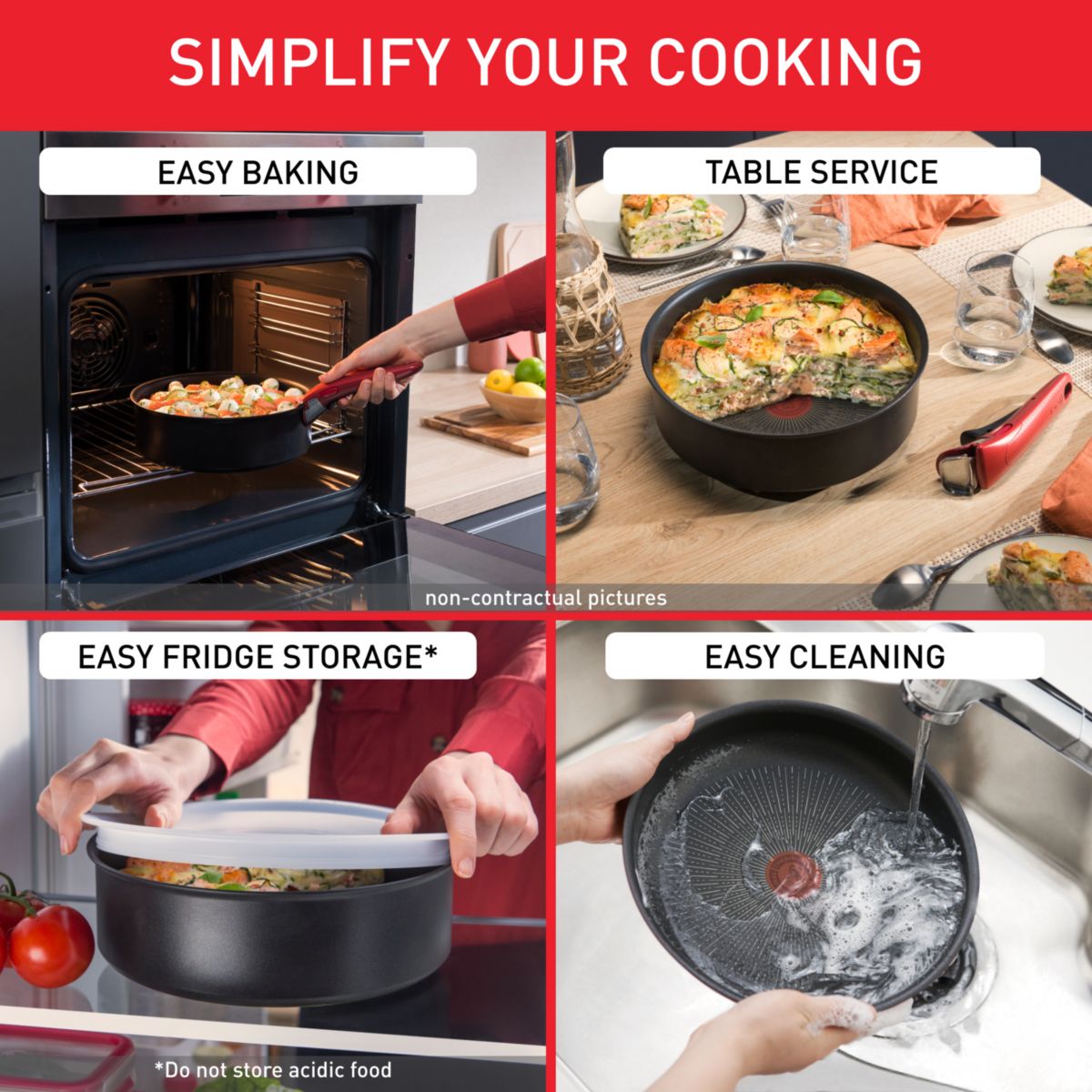 Batterie de cuisine Ingenio Generous Cook 8pcs couleur unique, TEFAL