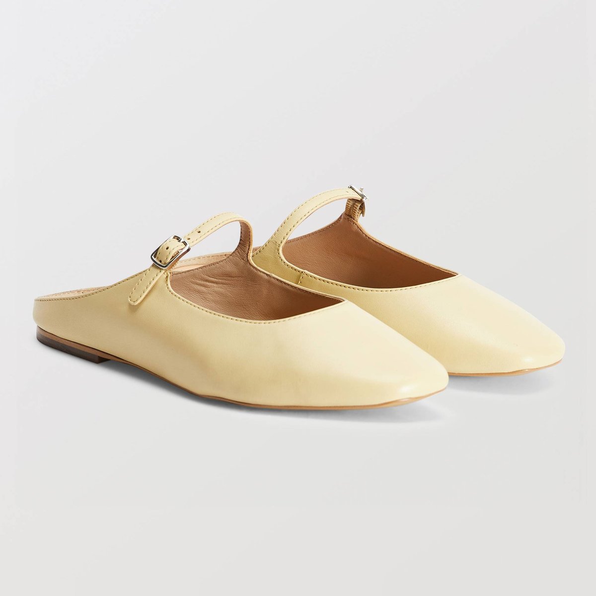 Mules à bride en cuir beurre, MONOPRIX