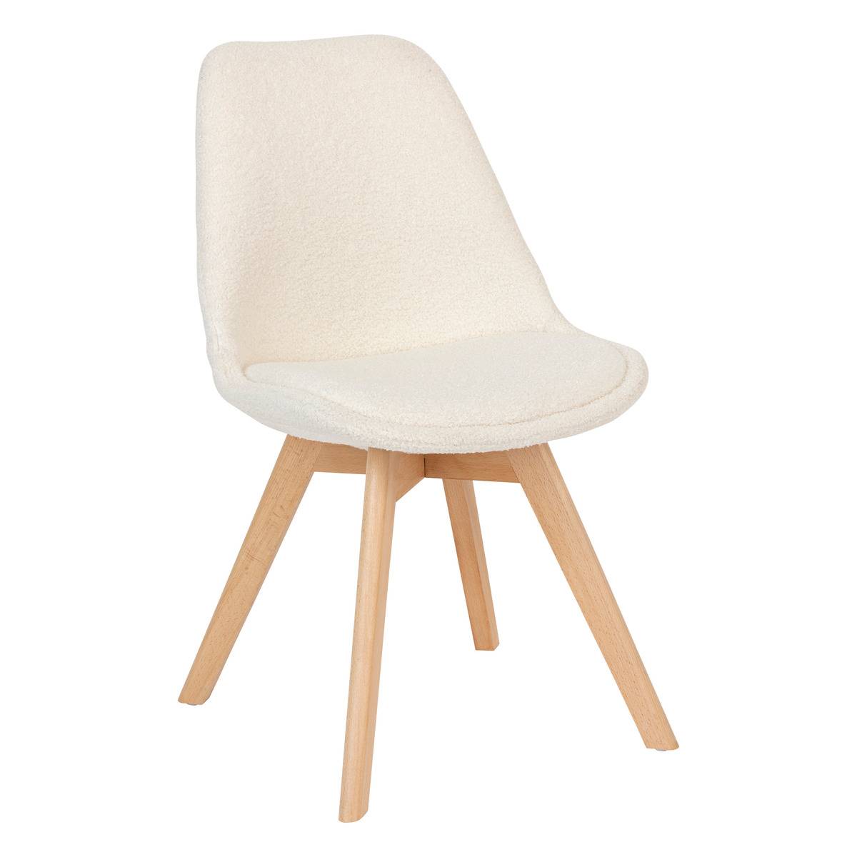 Chaise scandinave en tissu texturé BAYA blanc, ATMOSPHERA