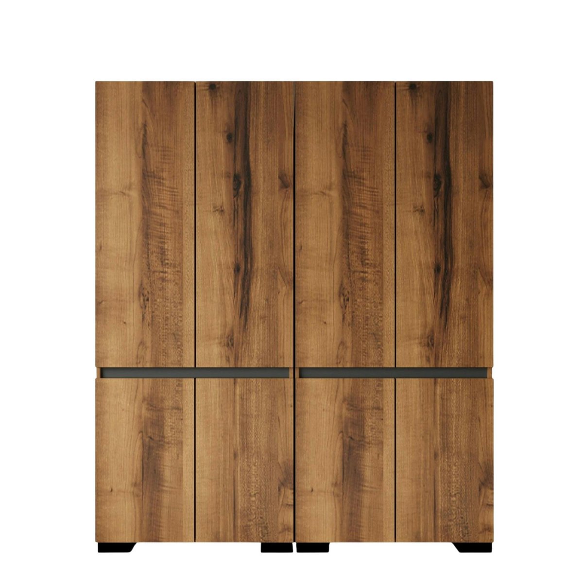 Armoire penderie 8 portes décor noyer et anthracite 180 cm BYRON marron, PIER IMPORT