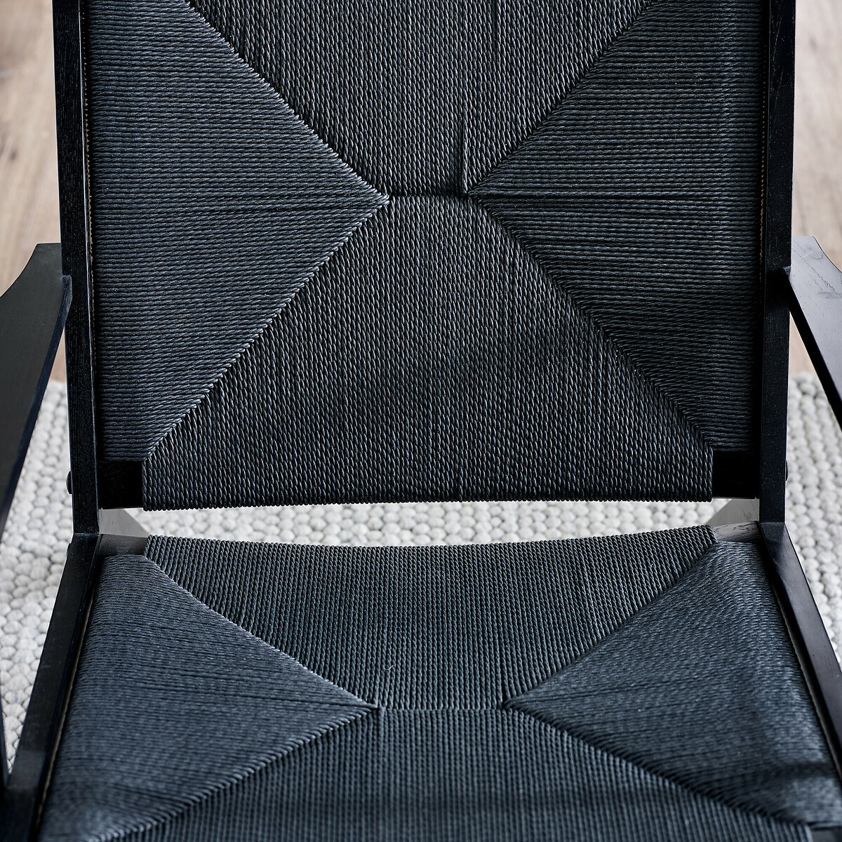 Ophelia Boho Oak & Rattan Accent Chair black, SO'HOME