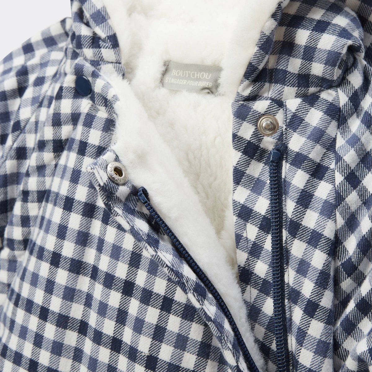 Combinaison pilote vichy en sherpa pierre bleue, BOUT'CHOU