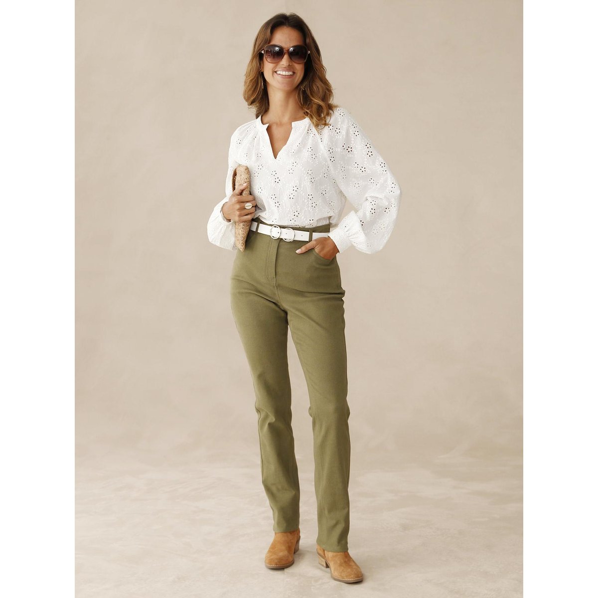 Blouse style vareuse broderie anglaise blanc, DAXON