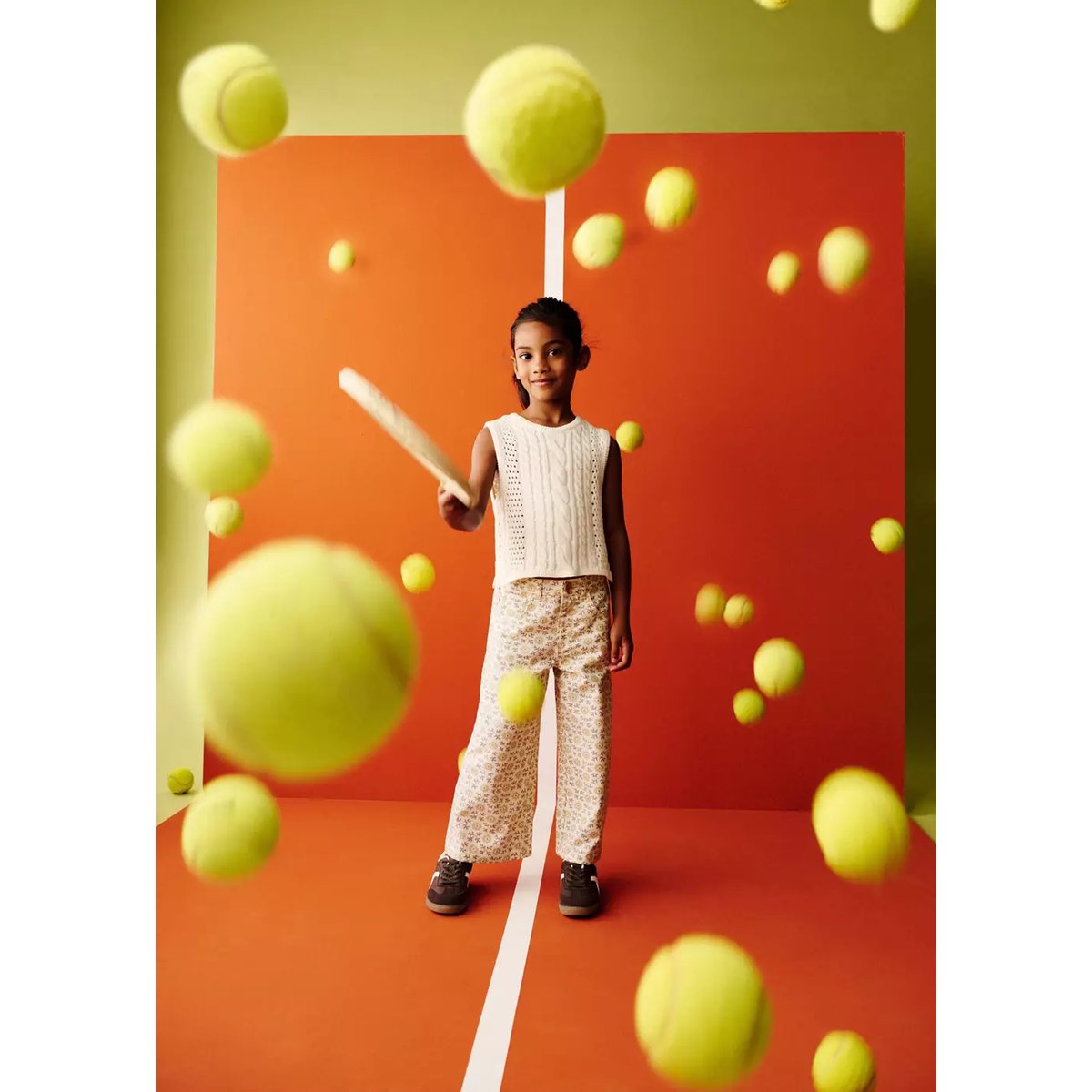 Jean style jupe-culotte à fleurs écru, MANGO BABY