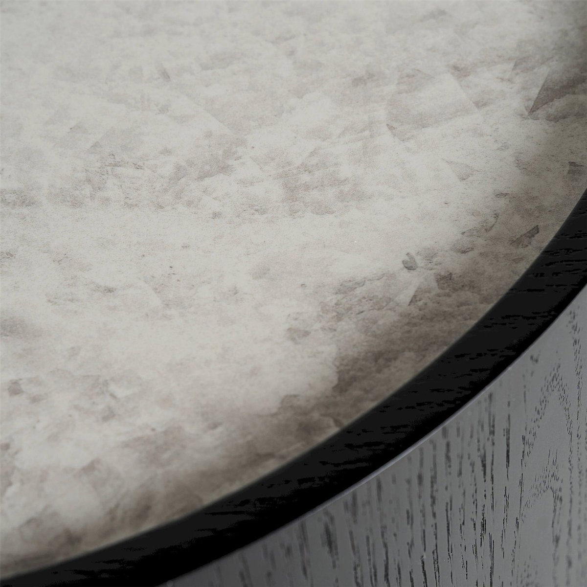 Table basse art déco en chêne, verre et fer chêne noir et verre fumé, RECOLLECTION