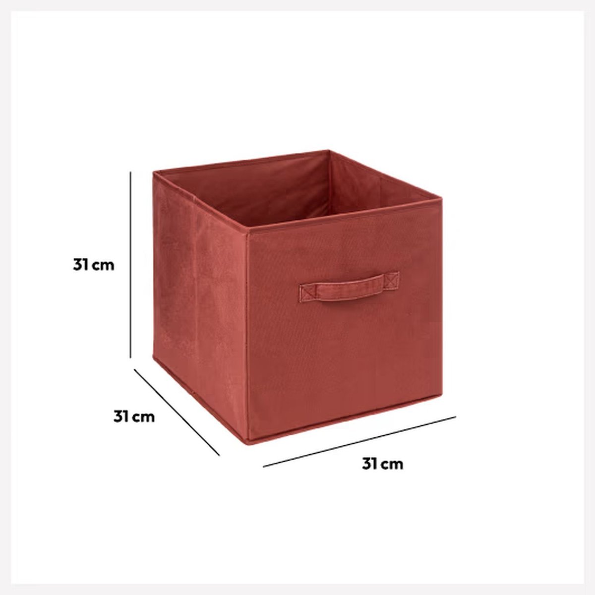 Lot de 2 boites de rangement carrées en tissu MIX'N MODUL rouge, TOILINUX