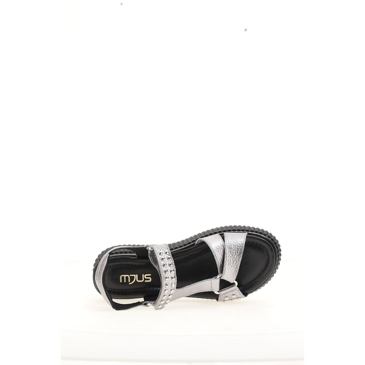Sandales plateforme en cuir argent, MJUS