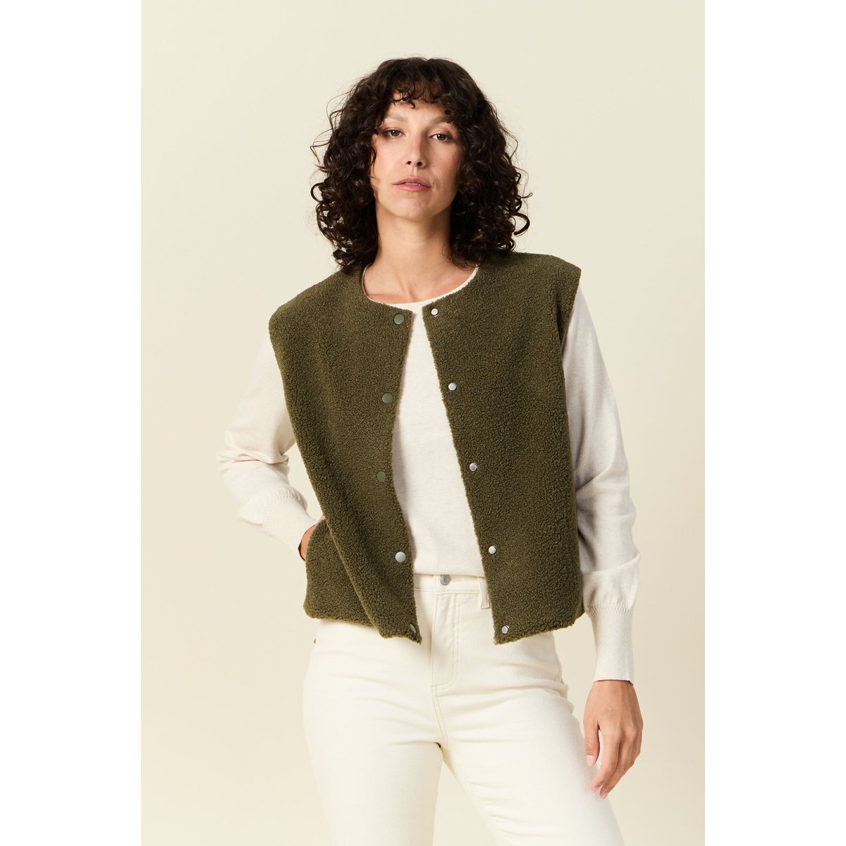 Gilet sans manches vert kaki, BONOBO