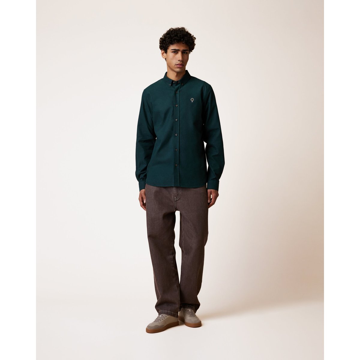 Chemise en tissu Oxford vert foncé, FAGUO