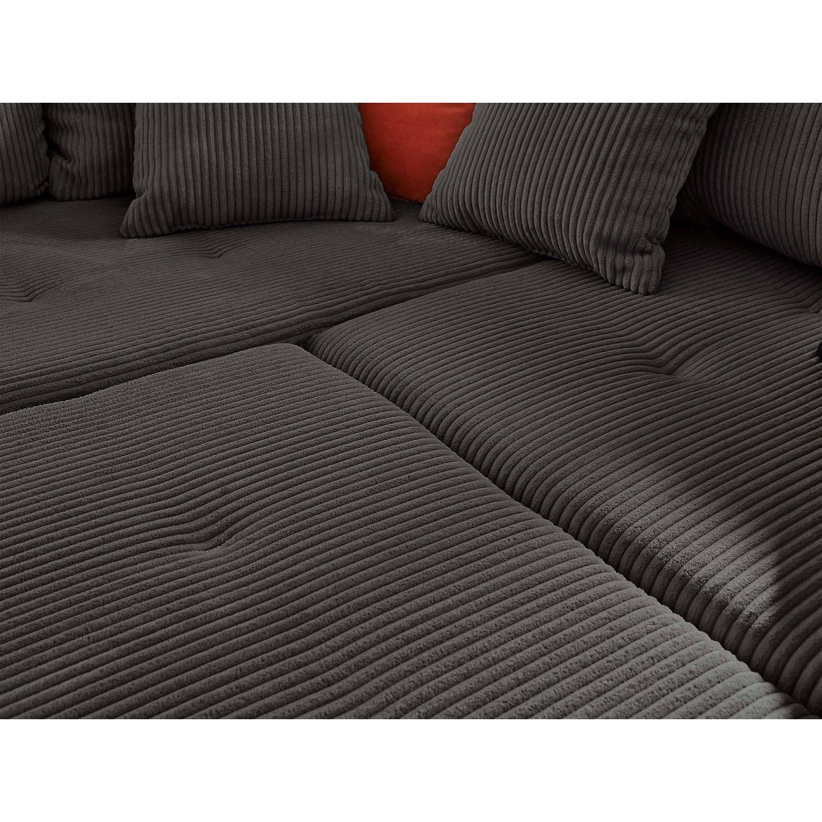 Canapé d'Angle gauche 4 places + pouf places - RUNE gris foncé, BEST MOBILIER