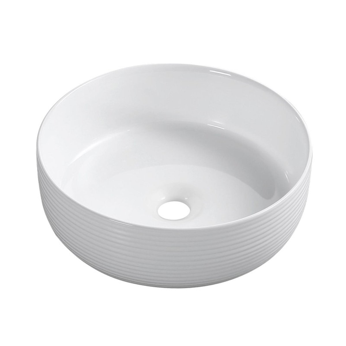 Vasque à poser ronde en céramique texturé blanc 36cm blanc, MOB IN