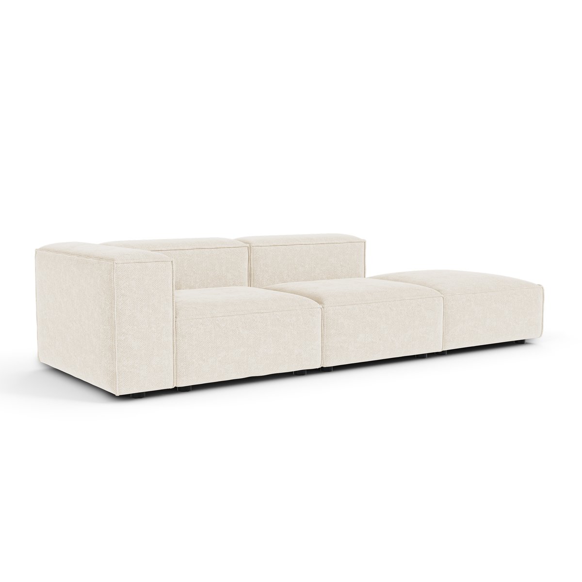 Canapé modulable 5 places en velours chenillé CUBI crème, SIA HOME