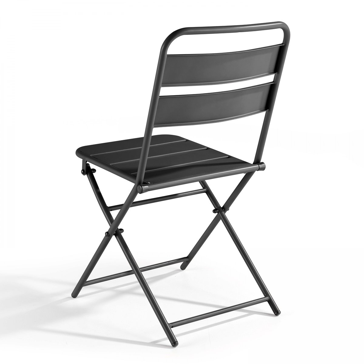 Ensemble salon de jardin table et 2 chaises pliantes, PALAVAS gris anthracite, OVIALA