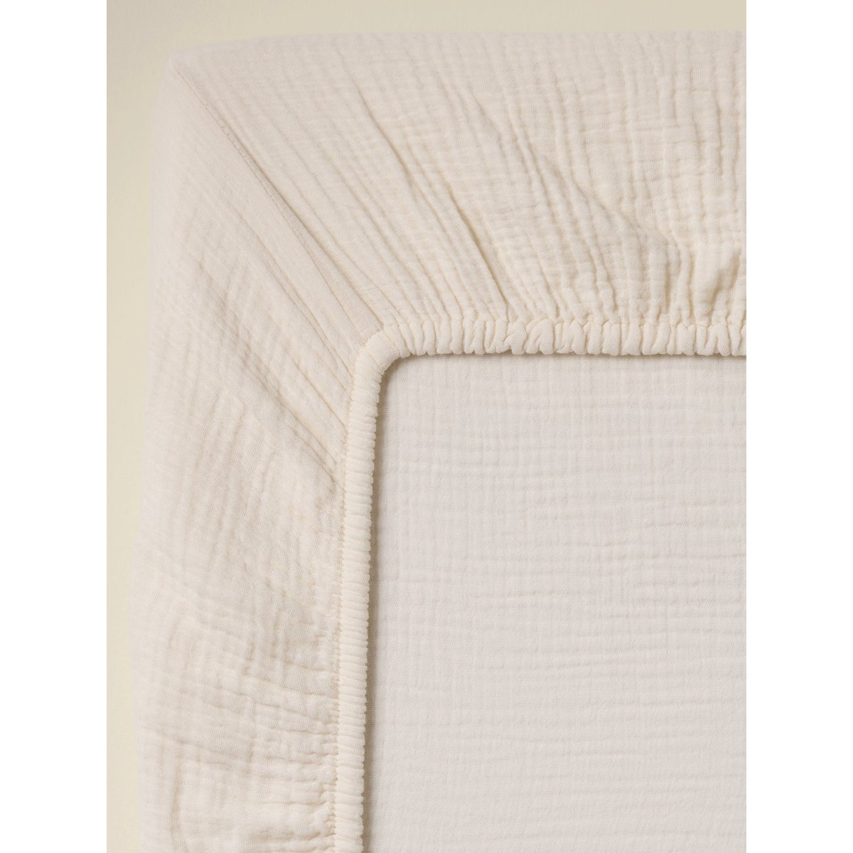 Drap-housse gaze de coton blanc fonce uni, CYRILLUS