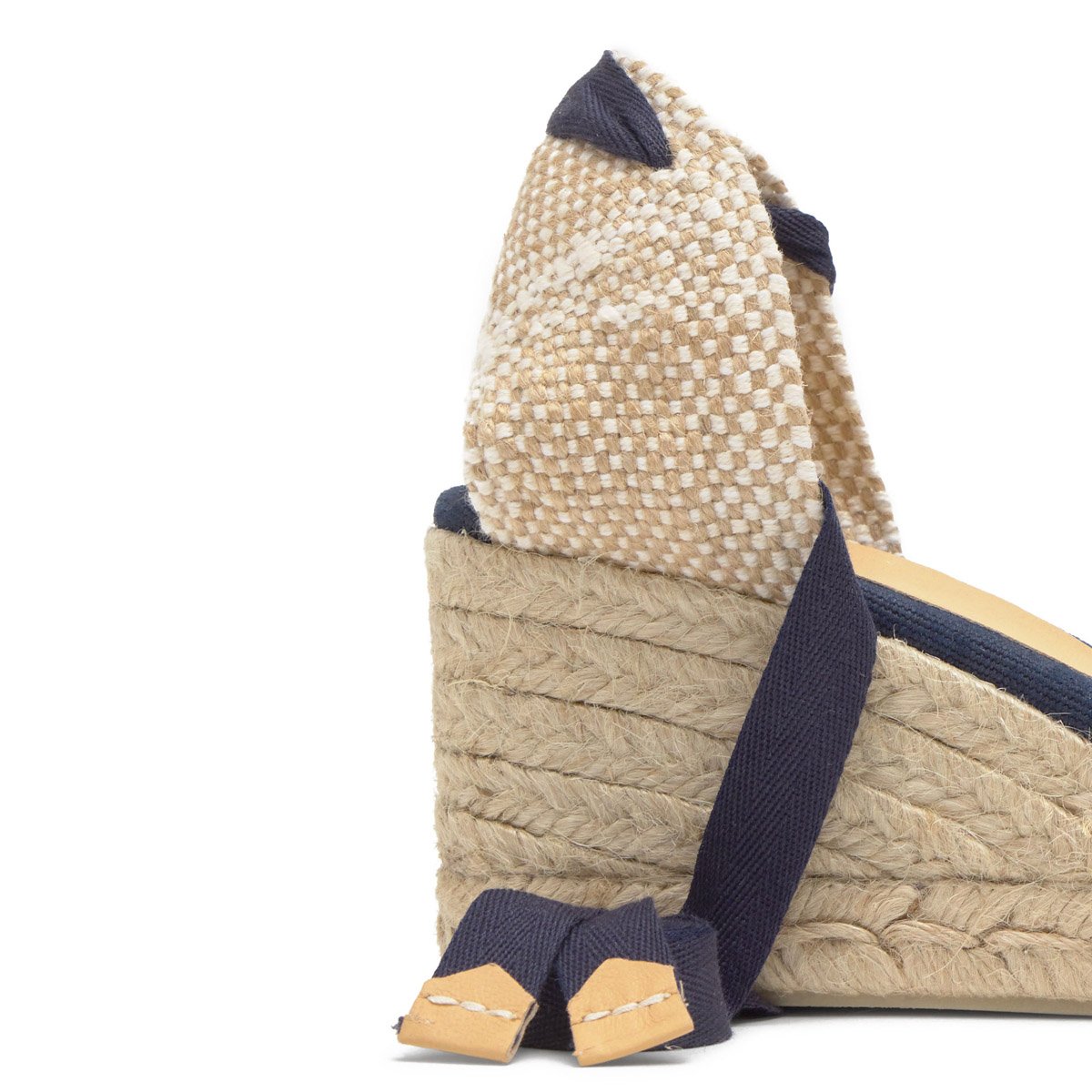 Espadrilles compensées en jute tressée à découpe en V CHIARA PLATFORM bleu foncé, CASTANER