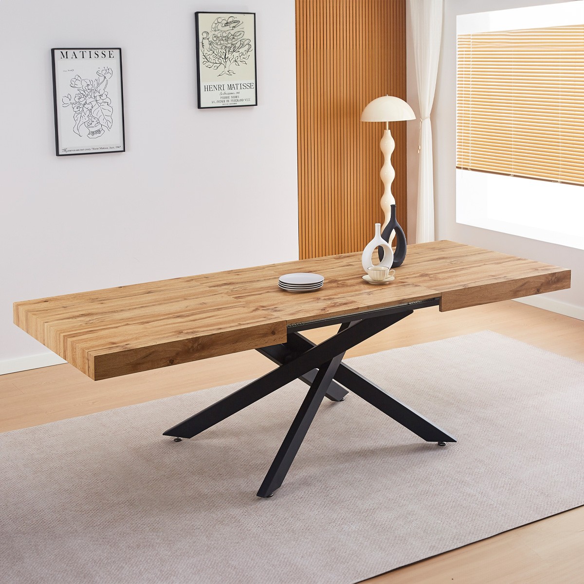 Table à manger extensible décor bois 4/8 personnes - ELENA bois, HOMIFAB