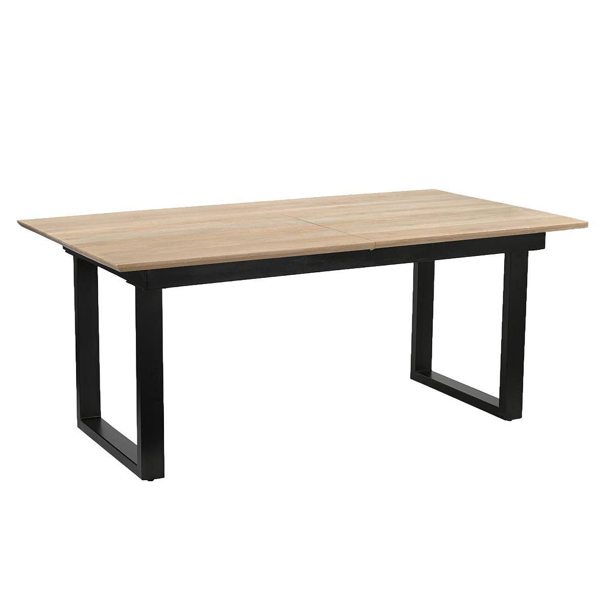 Table à manger extensible en bois clair manguier massif et métal noir L180-220 cm BRAVA couleur unique, MILIBOO