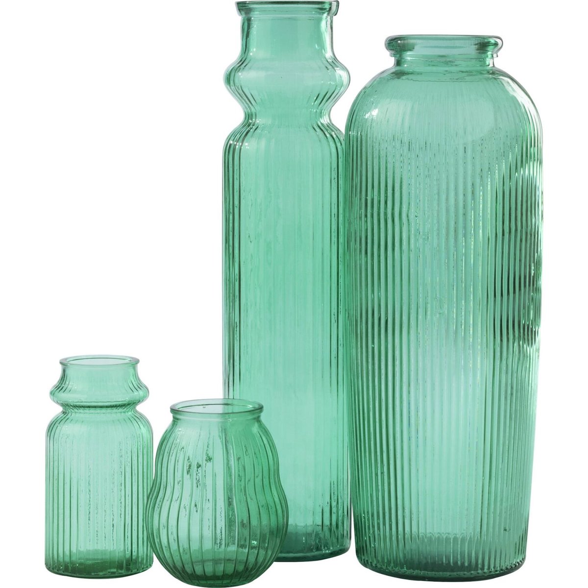 Vase ligné en verre soufflé vert émeraude, RECOLLECTION