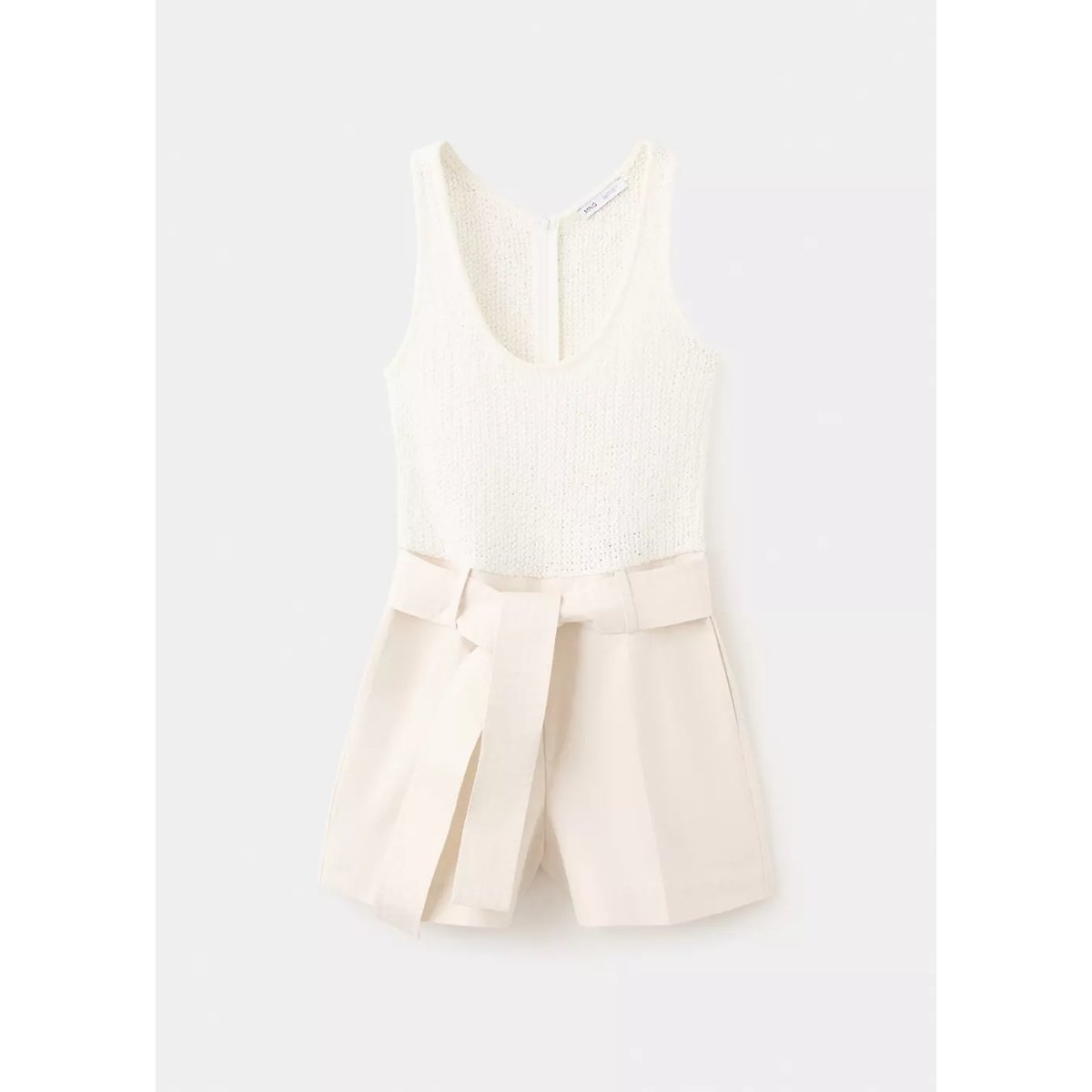 Combinaison tissu combiné ceinture écru, MANGO