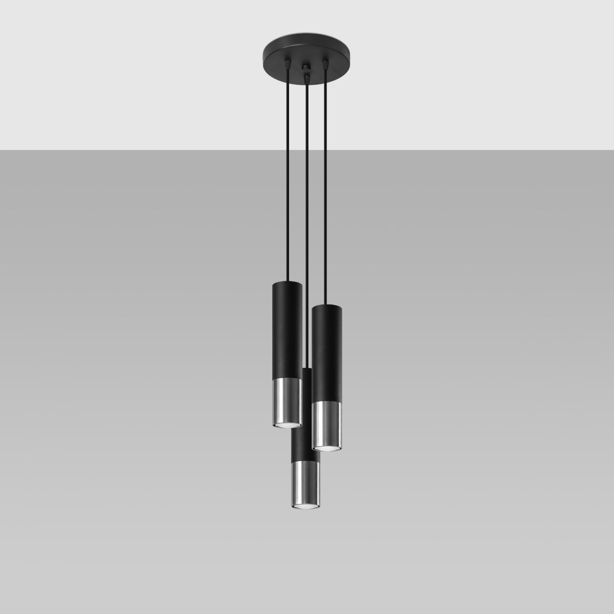 Suspension Acier Noir/Chromé GU10 3 Loopez noir, EDEN
