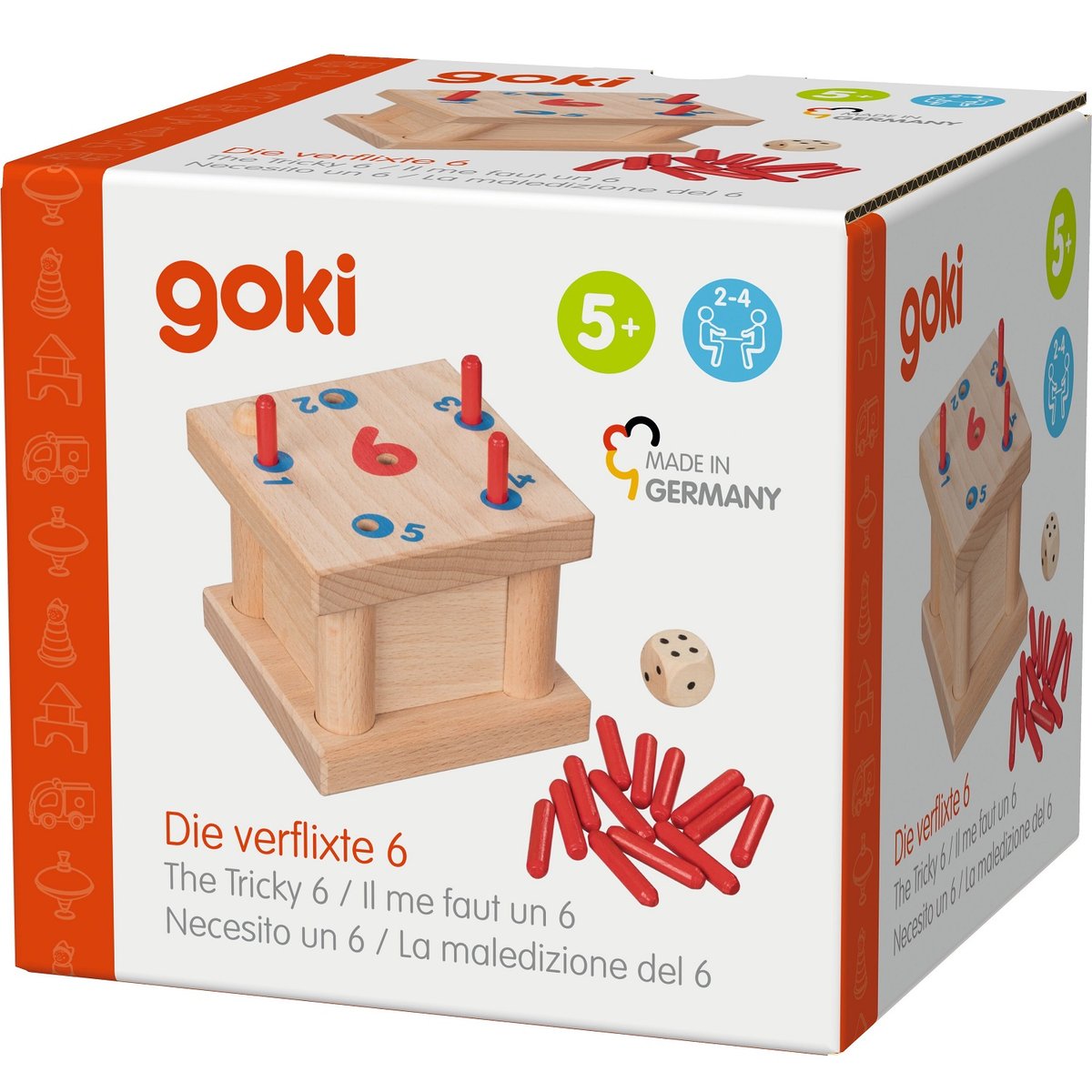 Jeu de dés Il me faut un 6 beige, GOKI