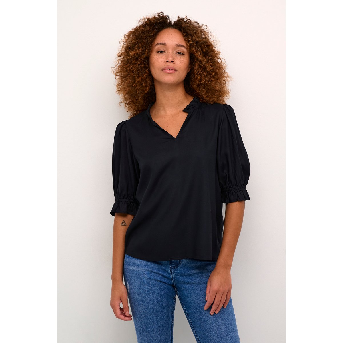 Blouse à manches courtes noir black, KAFFE
