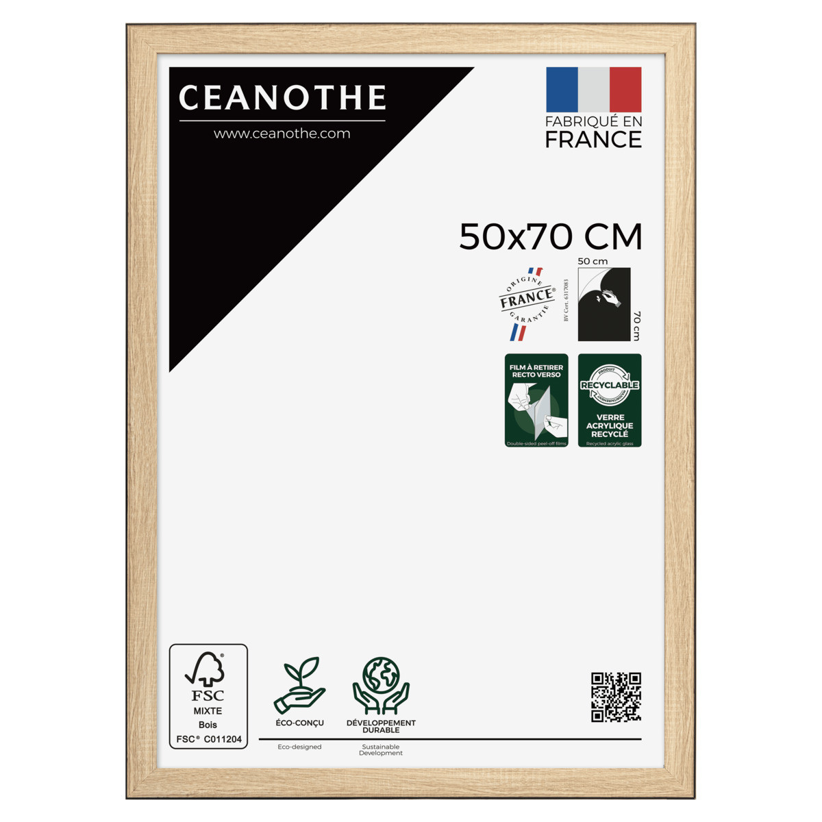 Cadre Photo En Résine Recyclée NEWTON noir, CEANOTHE