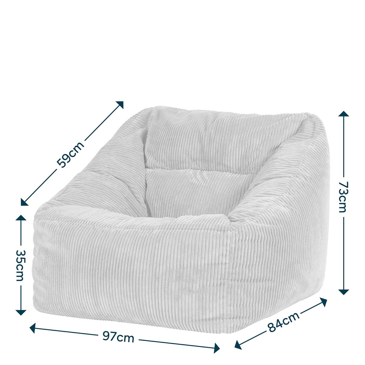 Pouf fauteuil salon velours côtelé Oeko-Tex® - NATALIA gris anthracite, ICON