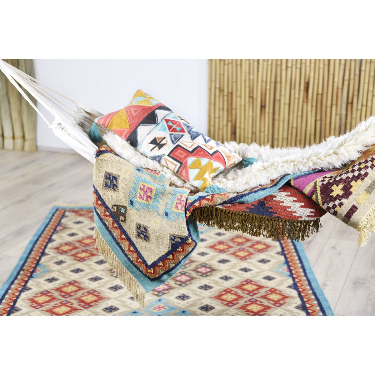 Tapis Kilim tissé main aux couleurs vives - Kelim Royal multicolore, THEKO