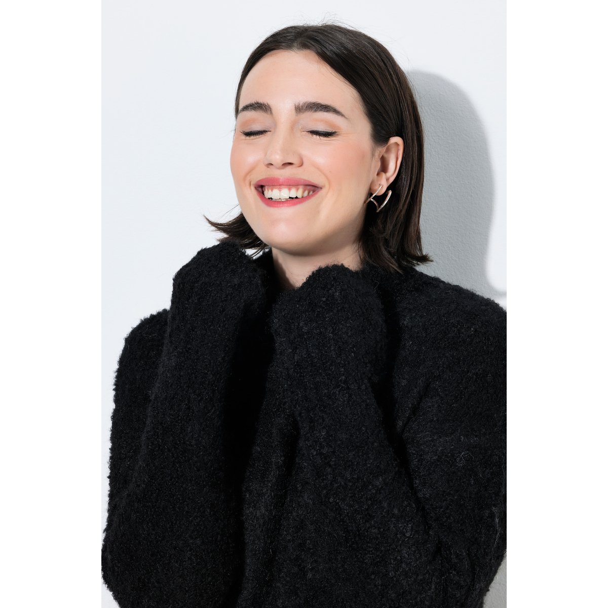 Pull en fine maille bouclée noir, ULLA POPKEN