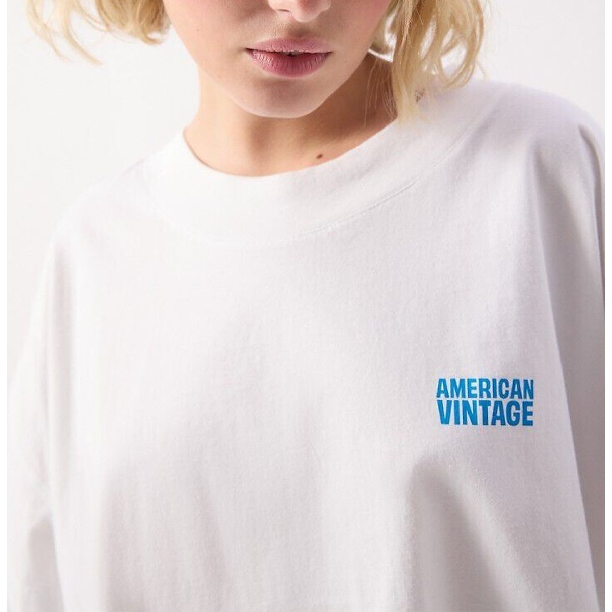 Gixy Loose-Fitting Crew Neck T-Shirt with Short Sleeves white, AMERICAN VINTAGE