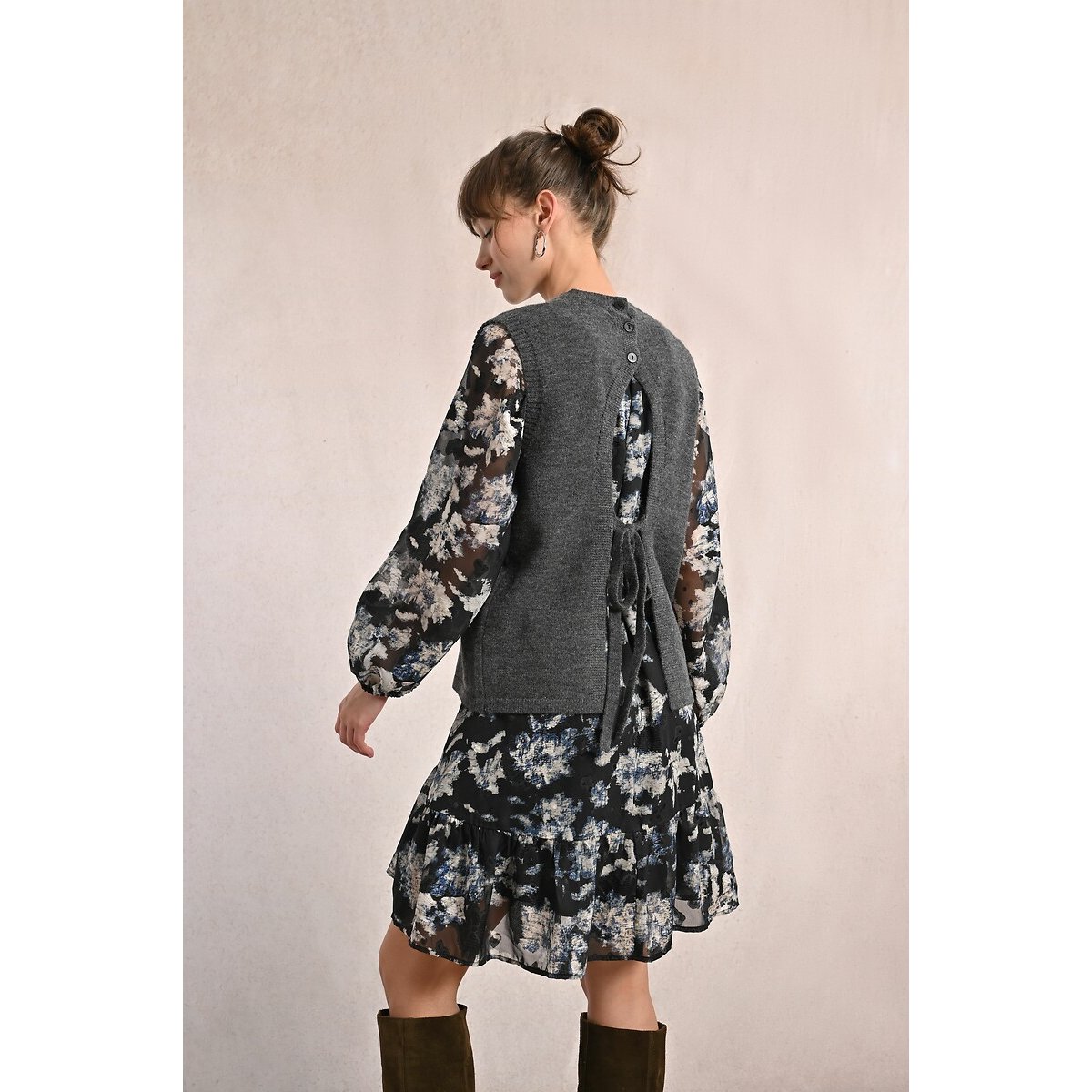 Sleeveless Jumper with Open Back grey, MOLLY BRACKEN