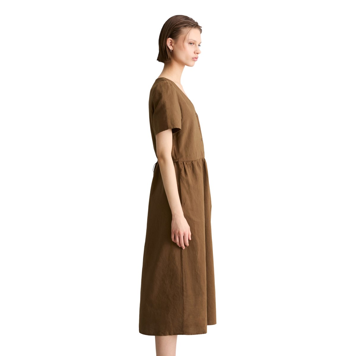 Robe regular en mélange de lin et de coton marron, MARC O’POLO DENIM