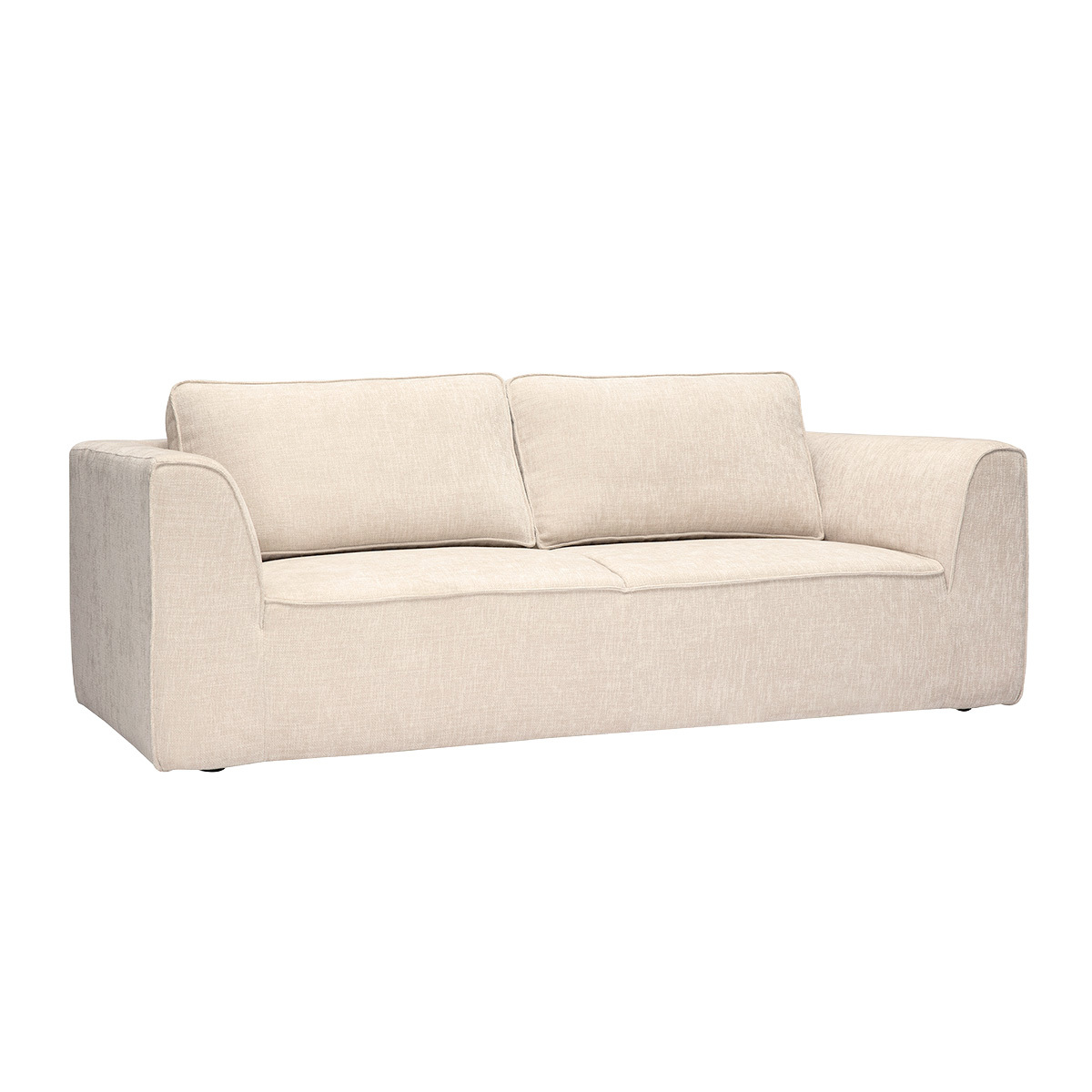 Canapé design en tissu effet velours texturé beige 3 places GRAMMY beige, MILIBOO