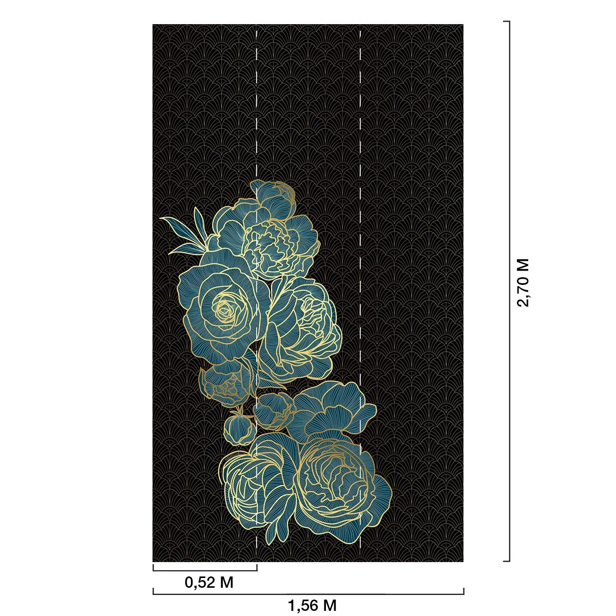 Papier peint, rose bleue noir, HEXOA
