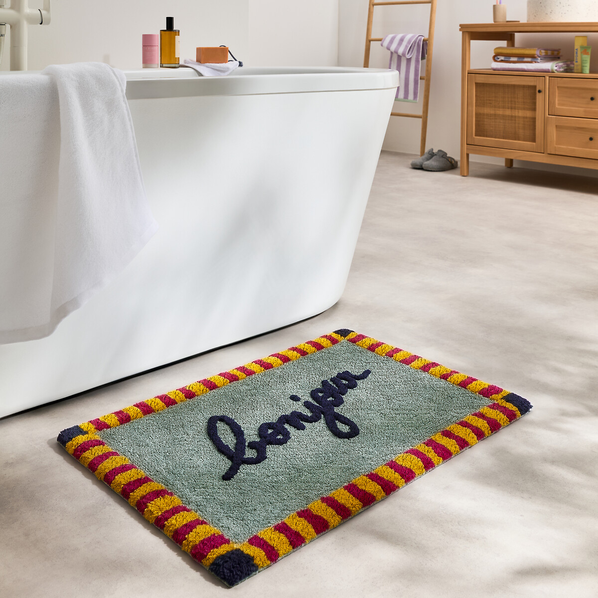 Alfombrilla de baño mullida 1700 g/m2, BONJOUR verde grisáceo, LA REDOUTE INTERIEURS