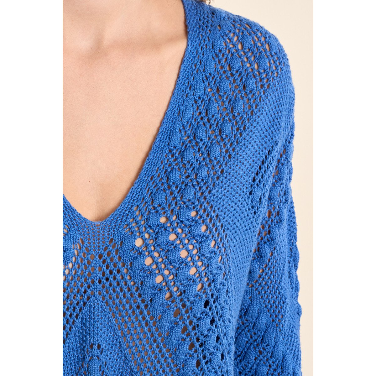 Maille manches courtes en crochet bleu, MOLLY BRACKEN
